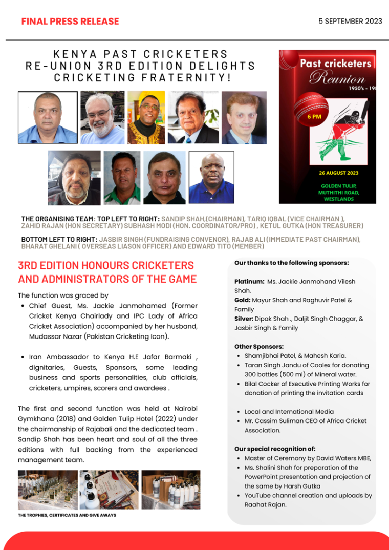 Past Cricketeers Re-Union 2023 – AwaaZ Magazine
